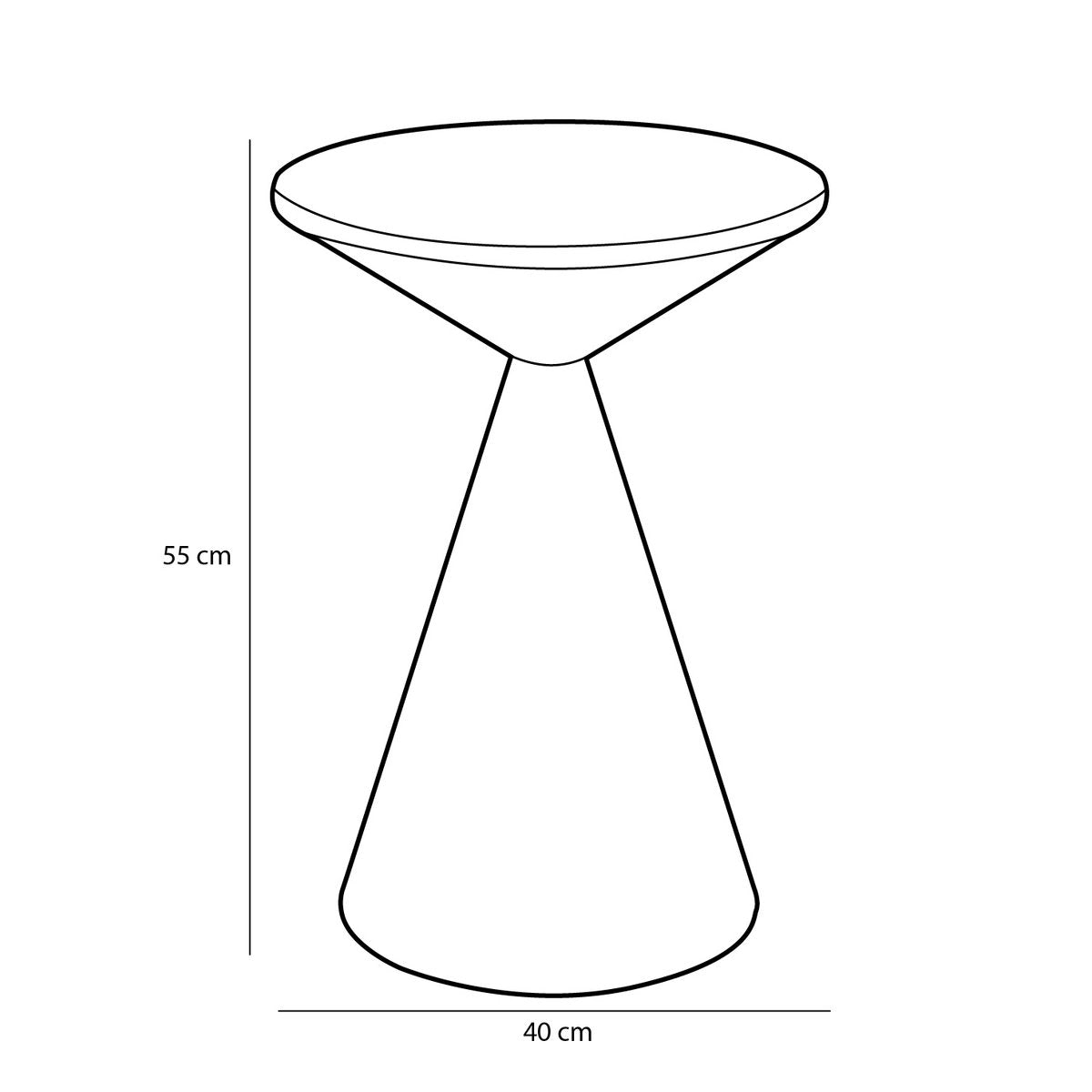 Royale Bijzettafel - H55 x Ø40 cm - Metaal - Zwart