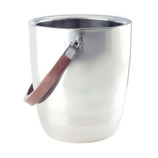 Double Wall Ice Cube Bucket with Wooden Lid