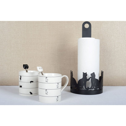 Witte Theekopjes met Kattenontwerp – Set van 2