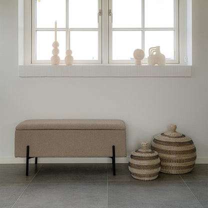 Opbergbank in bouclé met opbergruimte, beige |woon-meubel.nl