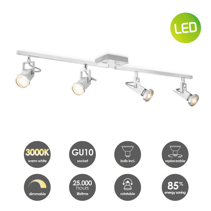 LED Surface-mounted spotlight Cali 4 - incl. dimmable LED lamp - steel