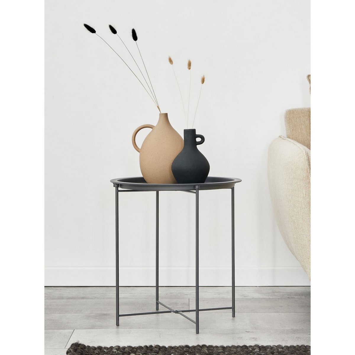 Bijzettafel met opbergruimte – Ø 47 cm | In verschillende kleuren | Voor binnen en buiten