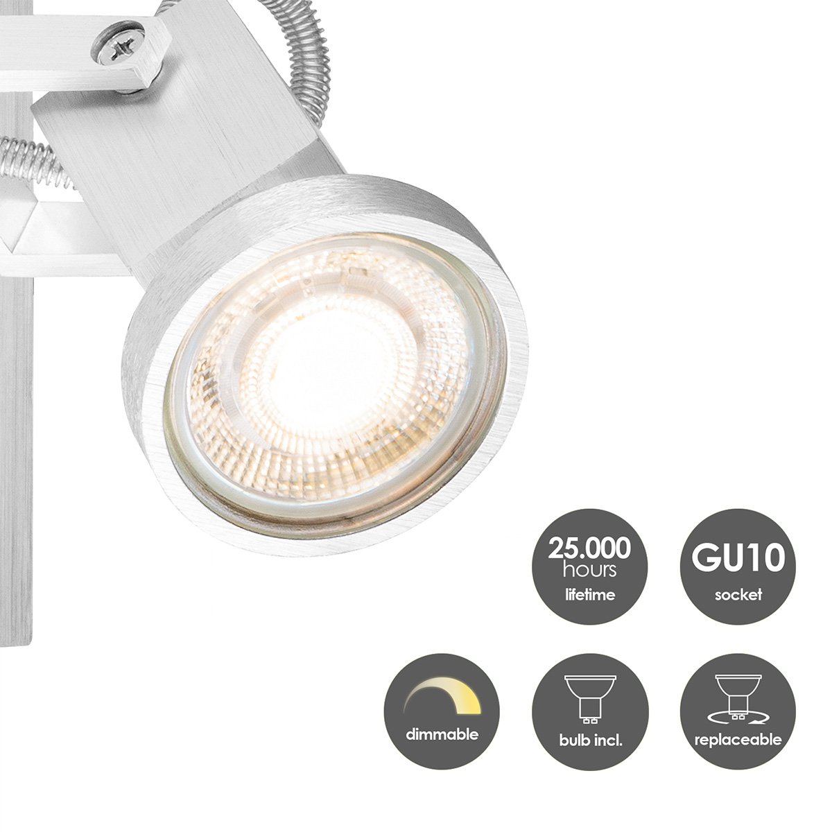 LED Wandspot Cali - incl. dimbare LED-lamp - staal