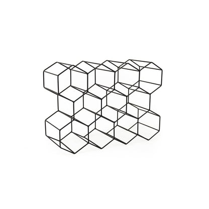 Wine rack - Metal - Black - 11 bottles - 43x31x16cm