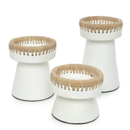 De Mooie Kaarsenhouder terracotta - Wit Naturel - M |woon-meubel.nl