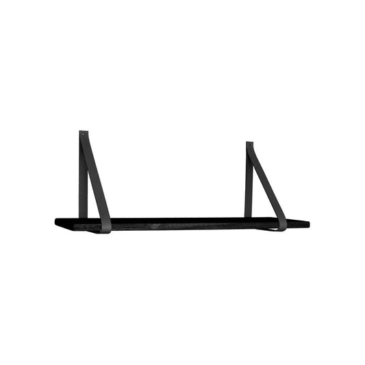 Forno Plank Zwart – Wandplank met Leren Riemen – House Nordic | woon-meubel.nl