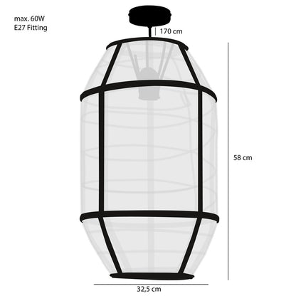 Pella Hanging Lamp - H58 x Ø33 cm - Linen - Off White