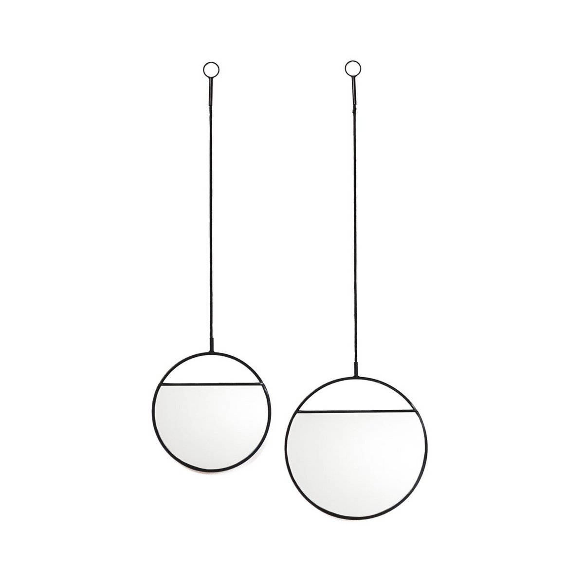 Mirror - Round Wall Mirrors - Metal - Black -S2- 25x90 &amp; 30x100