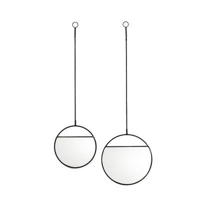 Mirror - Round Wall Mirrors - Metal - Black -S2- 25x90 &amp; 30x100
