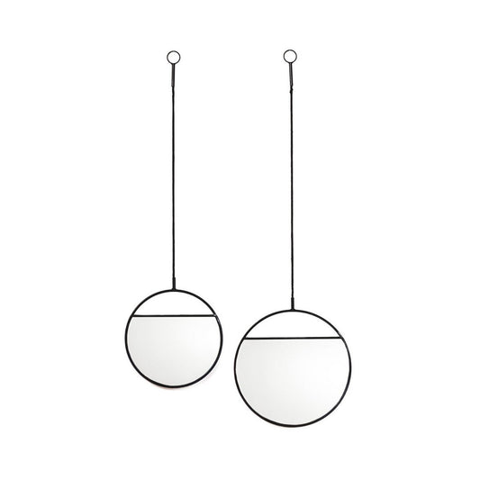 Mirror - Round Wall Mirrors - Metal - Black -S2- 25x90 &amp; 30x100