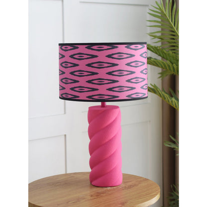 Tafellamp - Twisted Candy - Keramiek - Roze -E27- 12x12x28cm