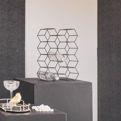 Wine rack - Metal - Black - 11 bottles - 43x31x16cm