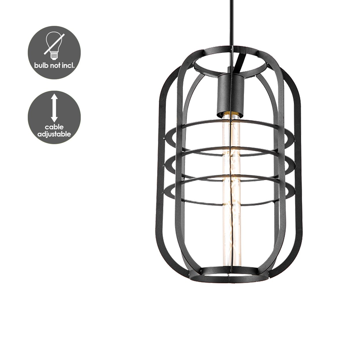 Hanglamp Nero - Zwart - 24x24x141cm