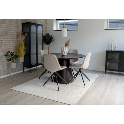 Monaco Dining Chair - Dining Chair with Swivel Knob, Sand with Black Legs, HN1230 - Set of 2