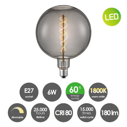 Hanglamp brons Saga - G180 - dimbaar E27 rook |woon-meubel.nl
