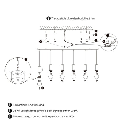 Hanging lamp Bling-Xxl Beam 6L-White-20cm