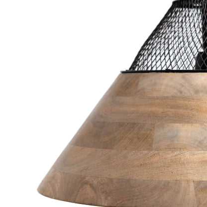 Pendant lamp TONY natural wood + matt black Ø50x30cm