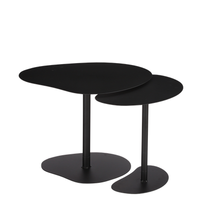 Bijzettafel, Set van 2, L55xB41xH40cm, Metaal, zwart|woon-meubel.nl