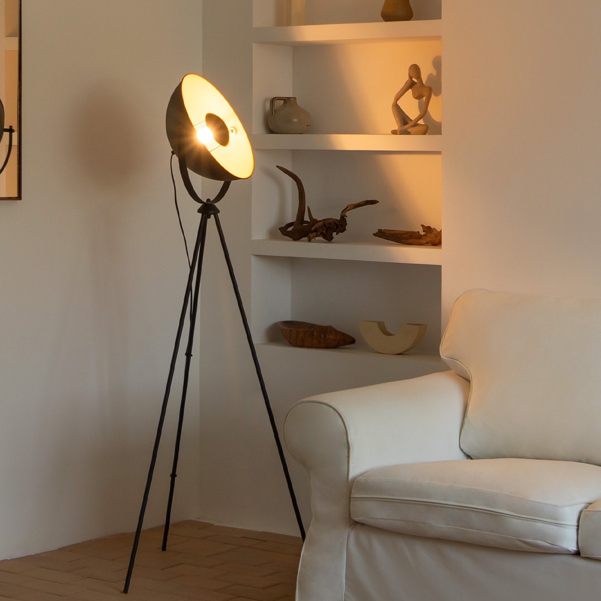 Klassieke Vloerlamp Letal - Staande Lamp - Zwart/Goud