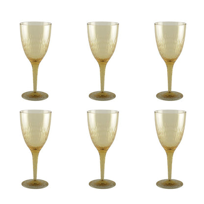 Wijnglazen Geel – Set van 6 – Acryl – Marie Design |woon-meubel.nl