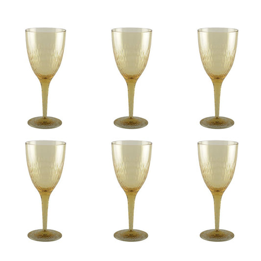 Wijnglazen Geel – Set van 6 – Acryl – Marie Design |woon-meubel.nl