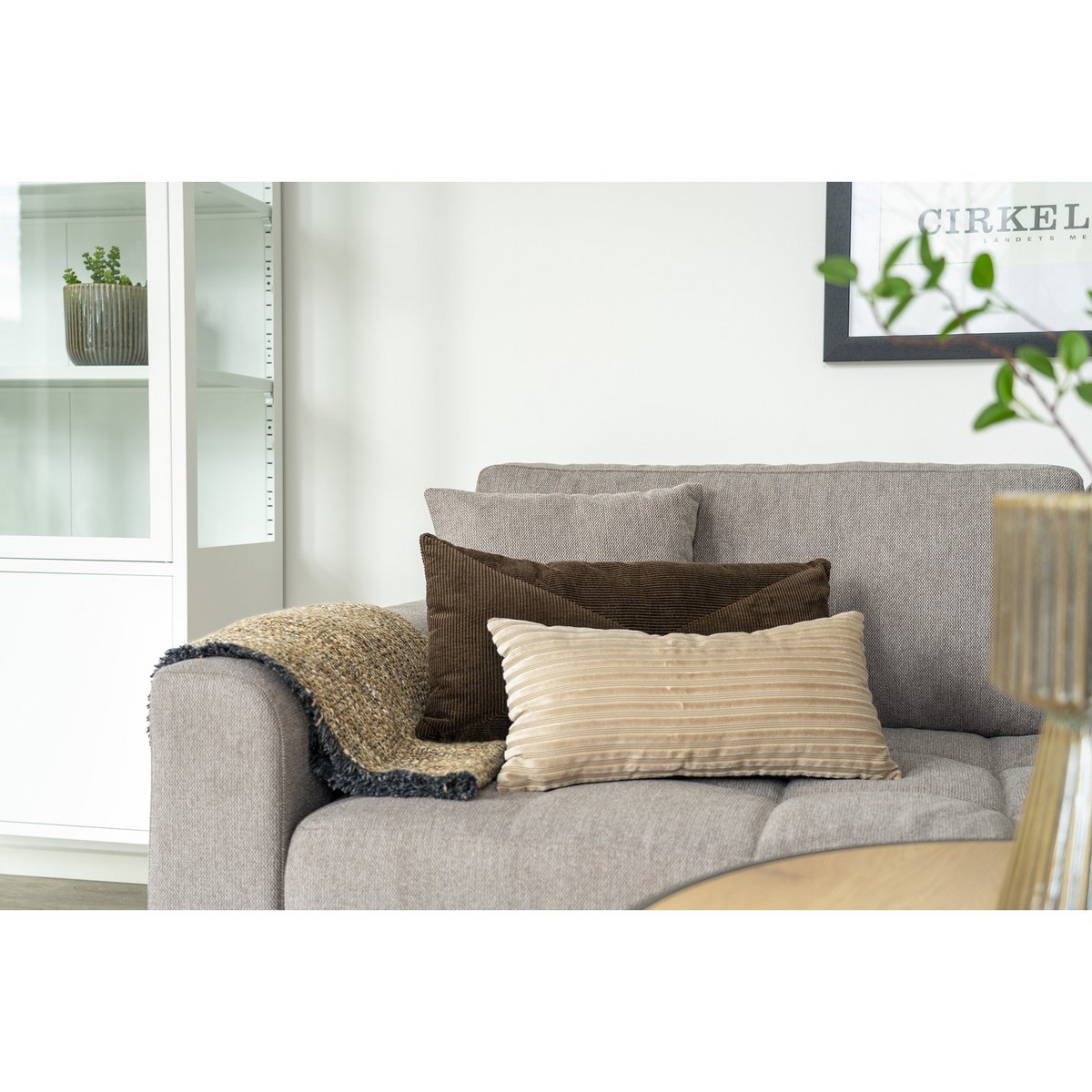 Coussin Alburry - Coussin, beige, polyester, rayonne, coton, 30x60 cm