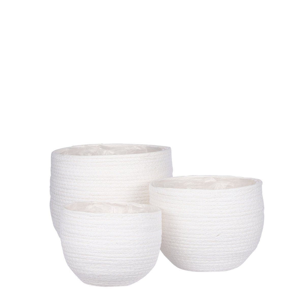 Jorck Plantenmand - Set van 3 - H24 x Ø26 cm - Off White