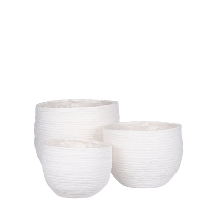 Jorck Plant Basket - Set of 3 - H24 x Ø26 cm - Off White