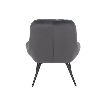 Armchair XXL velvet grey metal black