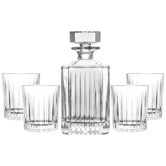 Aulica Whiskyset – Karaf 850 ml met 4 Glazen – Luxe Whisky Cadeauset