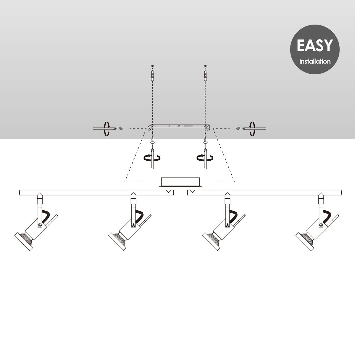 LED Opbouwspot Cali 4 - incl. dimbare LED lamp - staal