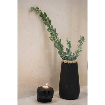 The Sneaky Vaas terracotta  - Zwart Naturel - M |woon-meubel.nl