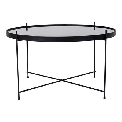 Venezia Salontafel - Salontafel zwart staal met glas ø70 |woon-meubel.nl