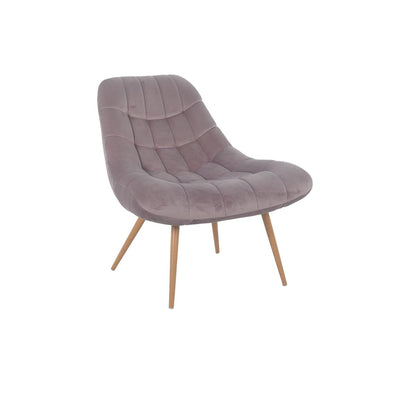 Fauteuil XXL fluweel roze metaal houtlook |woon-meubel.nl