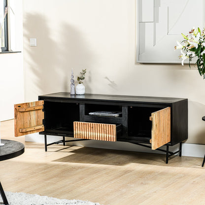 Meuble TV, 140 cm, B420 Acacia pur