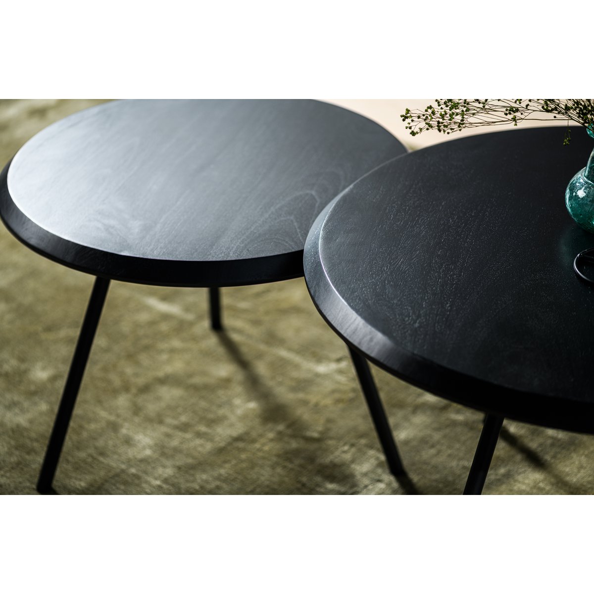 Salontafel rond, set van 2, B340 zwart