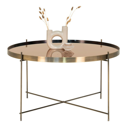 Venezia Coffee Table - Brass-colored steel with glass, Ø70x40 cm