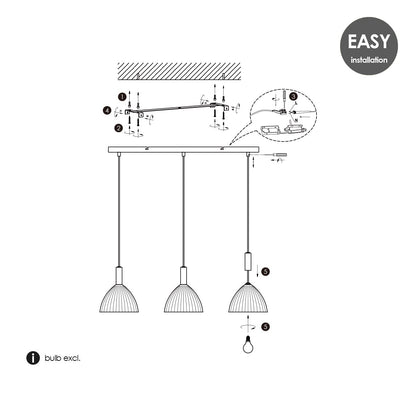 Hanging lamp Credo - Brass - 70x18x125cm