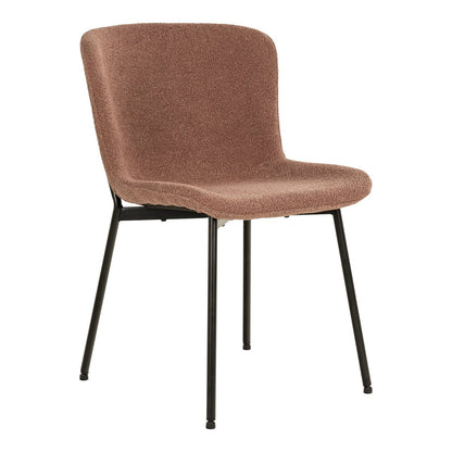 Chaise de salle à manger Maceda - Chaise de salle à manger en bouclé, rouille avec pieds noirs - Lot de 2