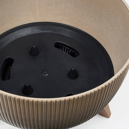 Doppio Flower Pot on Legs - Polypropylene - FSC Mix - Taupe