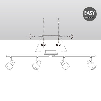 LED Surface-mounted spotlight Drift 4 - incl. dimmable LED lamp - wood