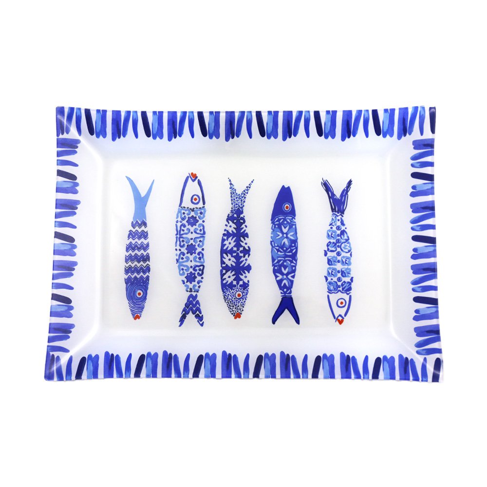 Aulica Rechthoekige Blauwe Vissen – Serveer- & Decoratieschaal |woon-meubel.nl 