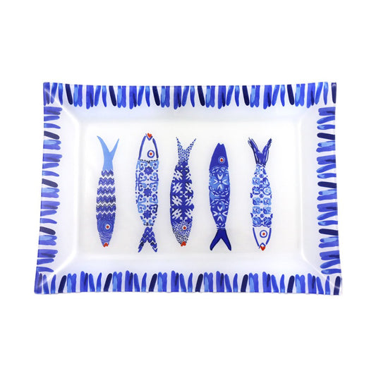 Aulica Rechthoekige Blauwe Vissen – Serveer- & Decoratieschaal |woon-meubel.nl 