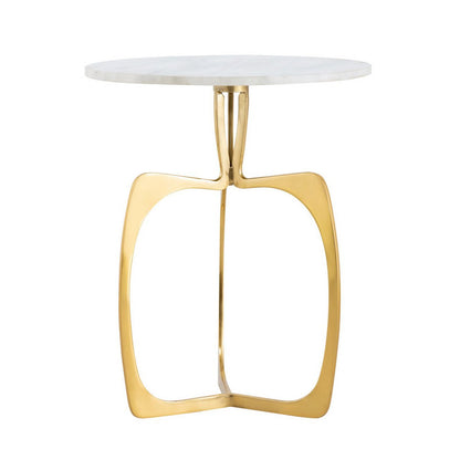 Luxe Ronde Bijzettafel van Marmer & Aluminium – Zilver/Zwart of Goud/Wit – Ø45 x H56 cm
