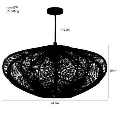 Kanti Hanglamp - H20 x Ø41 cm - Metaal - Zwart |woon-meubel.nl