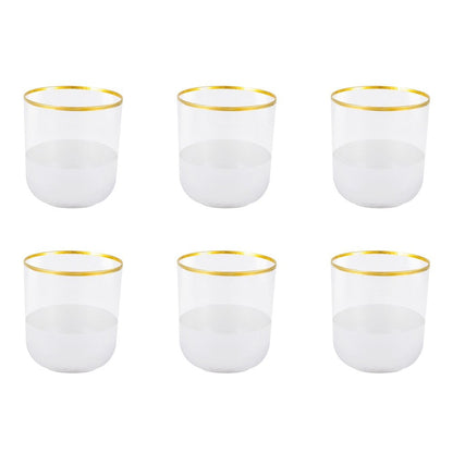 Aulica Nisha Low Waterglazen – Set van 6 – Transparant met Gouden Rand | Luxe Glaswerk