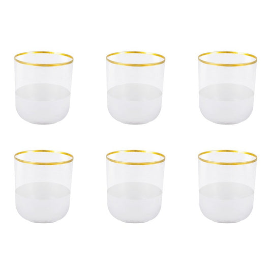 Aulica Nisha Low Waterglazen – Set van 6 – Transparant met Gouden Rand | Luxe Glaswerk