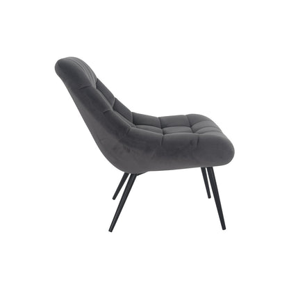 Armchair XXL velvet grey metal black