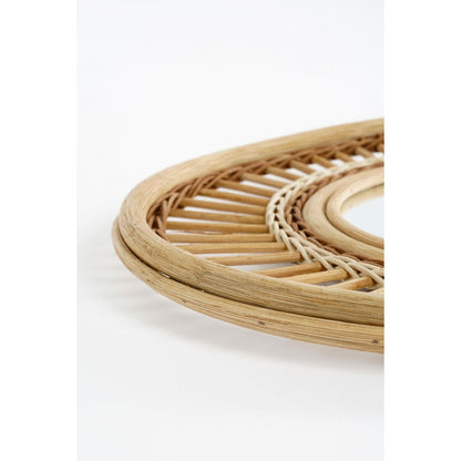 Oval Wall Mirror - L59 x W40 x H3 cm - Rattan - Light Brown