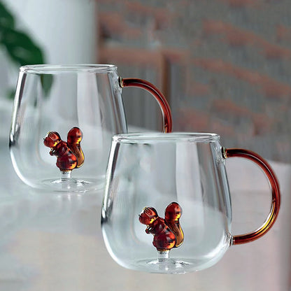 Set van 2 Theekopjes – 400ml – Glas – Transparant/Rood/Geel – Aulica